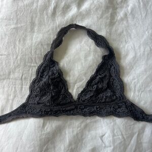 Free People Lace Halter Bralette - Charcoal